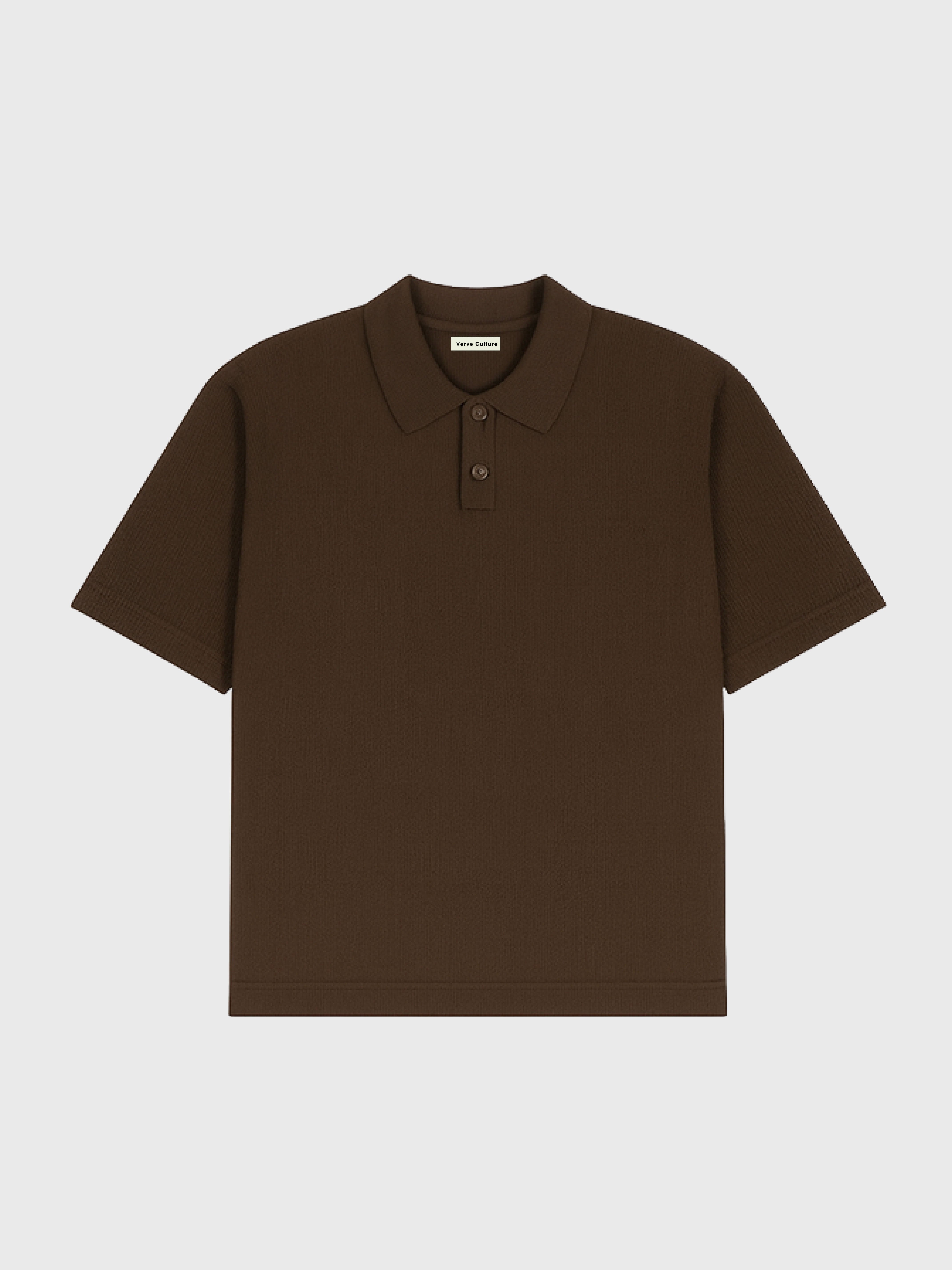 Brown Knit Polo